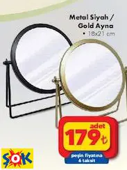 METAL SİYAH/GOLD AYNA 18X21 CM